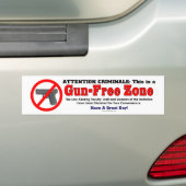 Pistool vrije zone bumpersticker (Op auto)