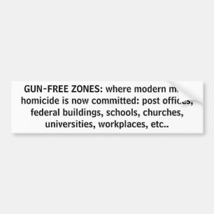 PISTOOL-VRIJE ZONES: waar moderne massamoordenmoor Bumpersticker