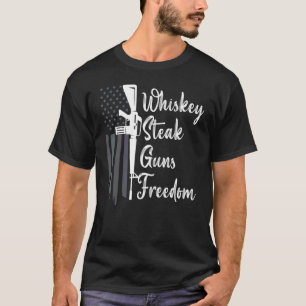 Pistool Whisky Beer en Vrijheid met Amerikaanse vl T-shirt