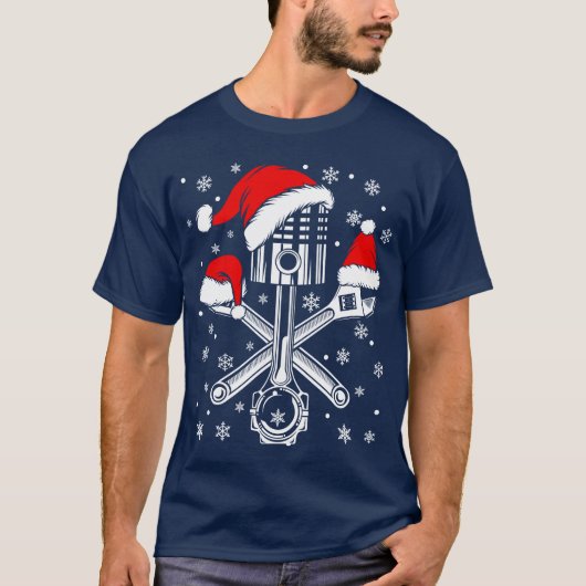 Pistoolsleutel Kerstman Automonteur Lelijk cadeau T-shirt (Voorkant)