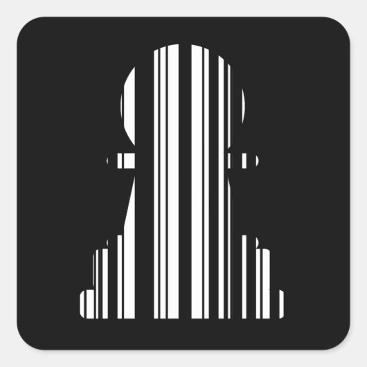 Pit BAR CODE Chess Piece Design Vierkante Sticker (Voorkant)