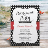 Pit bij pensionering Red Ribbon Black White Polka  Kaart