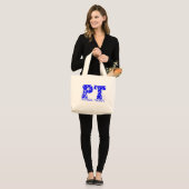 pit blauw witte poka dots grote tote bag (Voorkant (model))