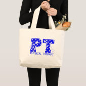 pit blauw witte poka dots grote tote bag (Voorkant (product))