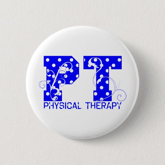 pit blauw witte poka dots ronde button 5,7 cm (Voorkant)