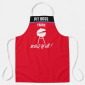 Pit Boss Funny BBQ Y'all Grill Chef personaliseren Schort (Voorkant)