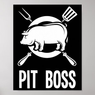 Pit Boss Shirt BBQ Funny Pitmaster Pig Grilling GI Poster