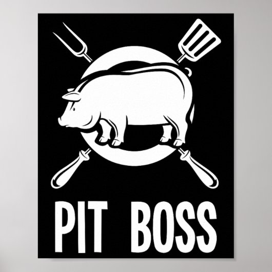 Pit Boss Shirt BBQ Funny Pitmaster Pig Grilling GI Poster (Voorkant)