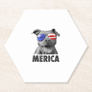 Pit Bull 4 juli Merica Mannen American Flag Sung Kartonnen Onderzetters