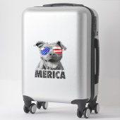 Pit Bull 4 juli Merica Mannen American Flag Sung Sticker (Koffer)