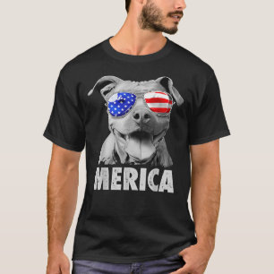 Pit Bull 4 juli Merica Mannen Amerikaanse vlag sun T-shirt