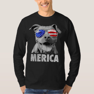Pit Bull 4 juli Merica Mannen Amerikaanse vlag sun T-shirt