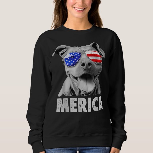 Pit Bull 4 juli Merica Mannen Amerikaanse vlag sun Trui (Voorkant)