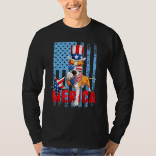 Pit Bull 4 juli Merica Mannen Vrouwen USA Flag Dog T-shirt
