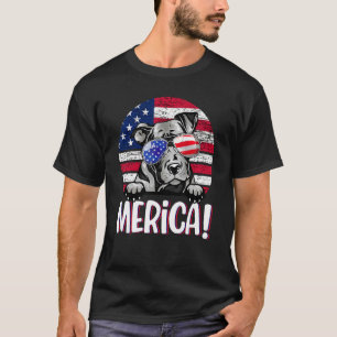 Pit Bull 4 van juli Amerikaanse Flag Dog Mannen Vr T-shirt