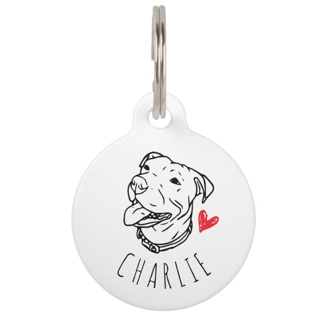 Pit Bull, aangepast ID-Label Huisdierpenning (Voorkant)