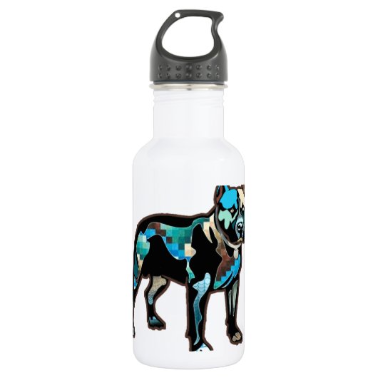 Pit Bull Abstract Design Pet Dog Naam Tekst toevoe Waterfles (Voorkant)