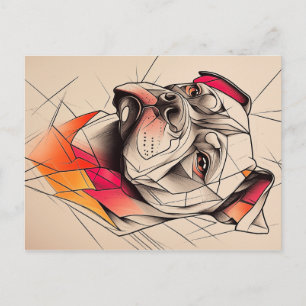 Pit Bull Abstract Portret Briefkaart