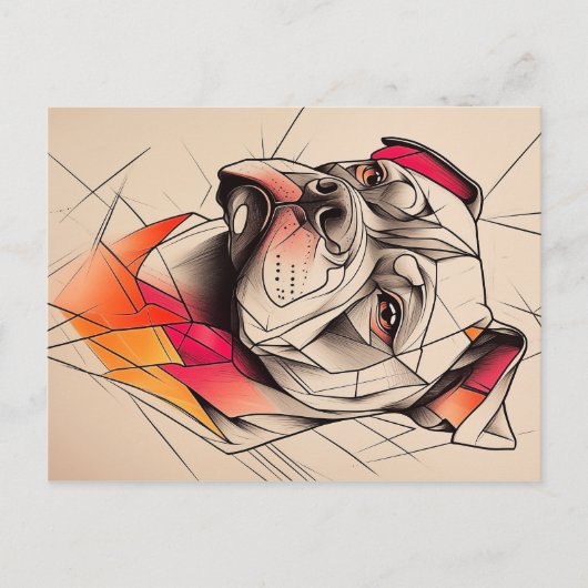 Pit Bull Abstract Portret Briefkaart (Voorkant)
