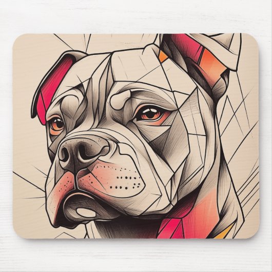 Pit Bull Abstract Portret Muismat (Voorkant)