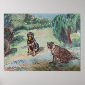 pit bull and rottweiler Van Gogh style Poster (Voorkant)