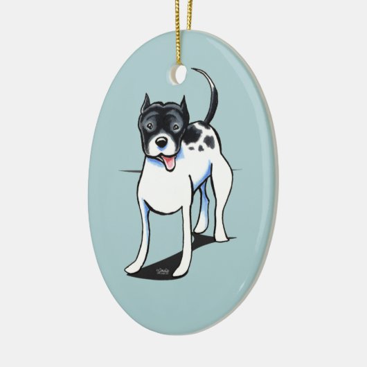 Pit Bull APBT Black White Keramisch Ornament (Links)