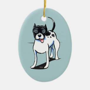 Pit Bull APBT Black White Keramisch Ornament