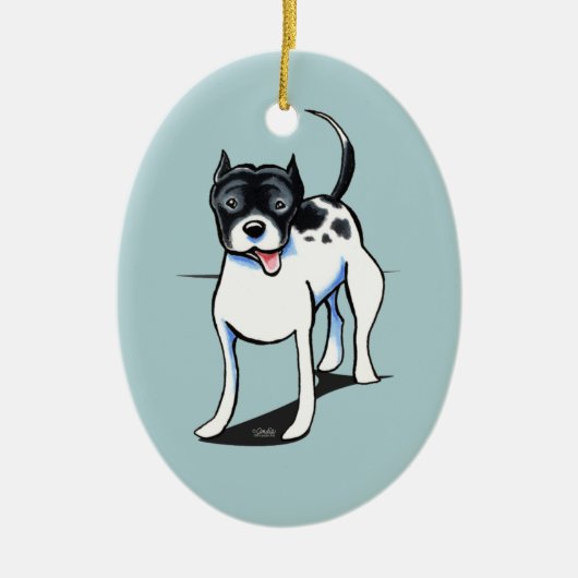 Pit Bull APBT Black White Keramisch Ornament (Voorkant)