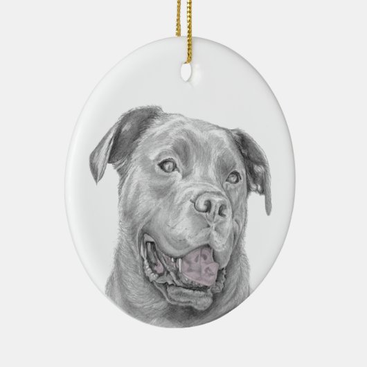 Pit Bull Art Drawing Keramisch Ornament (Rechts)