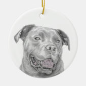 Pit Bull Art Drawing Keramisch Ornament (Voorkant)