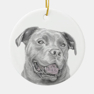 Pit Bull Art Drawing Keramisch Ornament