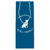 Pit Bull Baby shower Dog Pitbull Blue Boy Wijn Cadeautas (Achterkant)