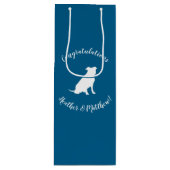 Pit Bull Baby shower Dog Pitbull Blue Boy Wijn Cadeautas (Voorkant)