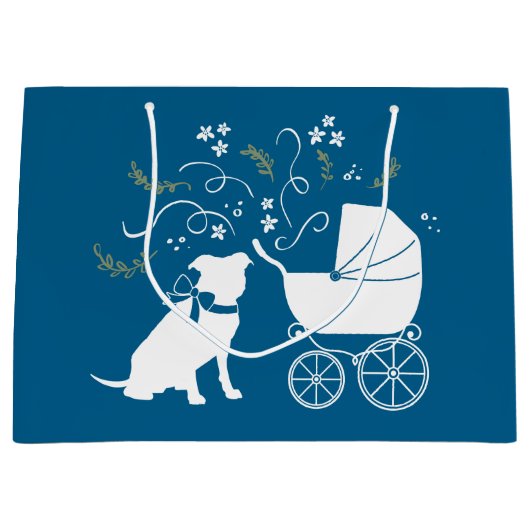 Pit Bull Baby shower Pitbull Dog Blue Boy Groot Cadeauzakje (Voorkant)