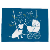 Pit Bull Baby shower Pitbull Dog Blue Boy Groot Cadeauzakje (Achterkant)