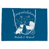 Pit Bull Baby shower Pitbull Dog Blue Boy Groot Cadeauzakje (Achterkant)