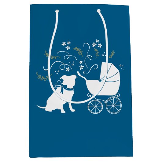 Pit Bull Baby shower Pitbull Dog Blue Boy Medium Cadeauzakje (Voorkant)