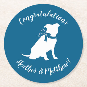 Pit Bull Baby shower Pitbull Dog Blue Boy Ronde Kartonnen Onderzetter