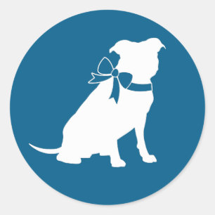Pit Bull Baby shower Pitbull Dog Blue Boy Ronde Sticker