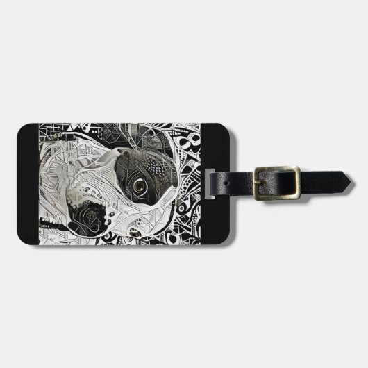 Pit Bull Black and White design  Bagagelabel (Voorkant horizontaal)