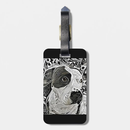 Pit Bull Black and White design  Bagagelabel (Achterkant verticaal)