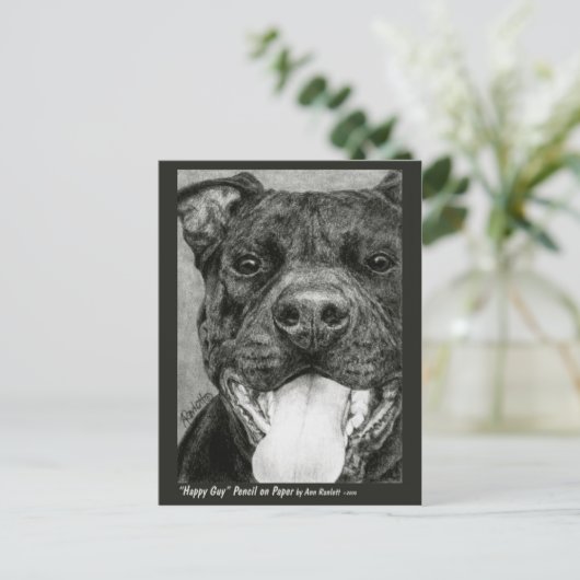 Pit Bull Briefkaart - "Happy Guy" (Staand voorkant)