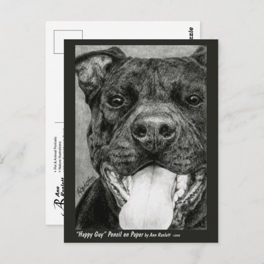 Pit Bull Briefkaart - "Happy Guy" (Voorkant / Achterkant)