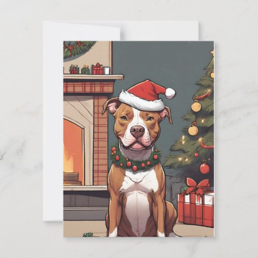 Pit Bull Christmas Kaart voor Hondenliefhebbers (Voorkant)