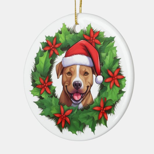Pit Bull Christmas Wreath Ornament (Links)