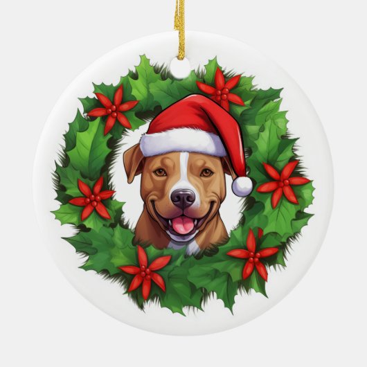 Pit Bull Christmas Wreath Ornament (Achterkant)