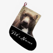 Pit Bull Dog Aangepaste foto Pet Aangepast Grote Kerstsok (Voorkant (Hangend))
