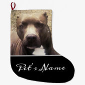 Pit Bull Dog Aangepaste foto Pet Aangepast Grote Kerstsok (Voorkant)