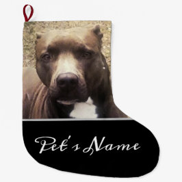 Pit Bull Dog Aangepaste foto Pet Aangepast Grote Kerstsok