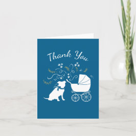 Pit Bull Dog Baby shower Blue Boy Pitbull Bedankkaart